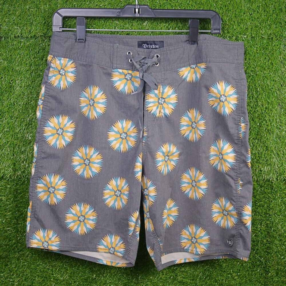 Brixton Barge Trunks - Floral Starburst Pattern - Men's Size 32